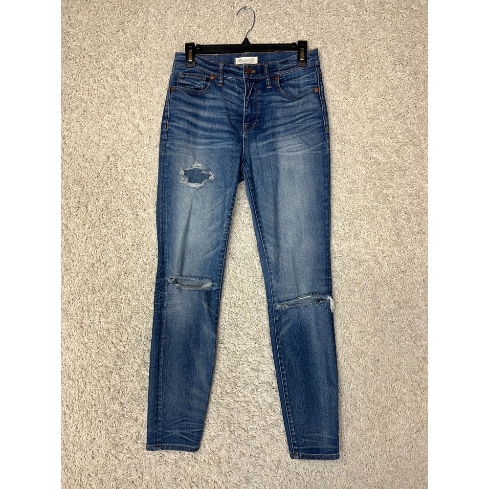 Madewell High Riser Skinny Jeans Womens 28 Blue Denim Stretch Distressed Holes